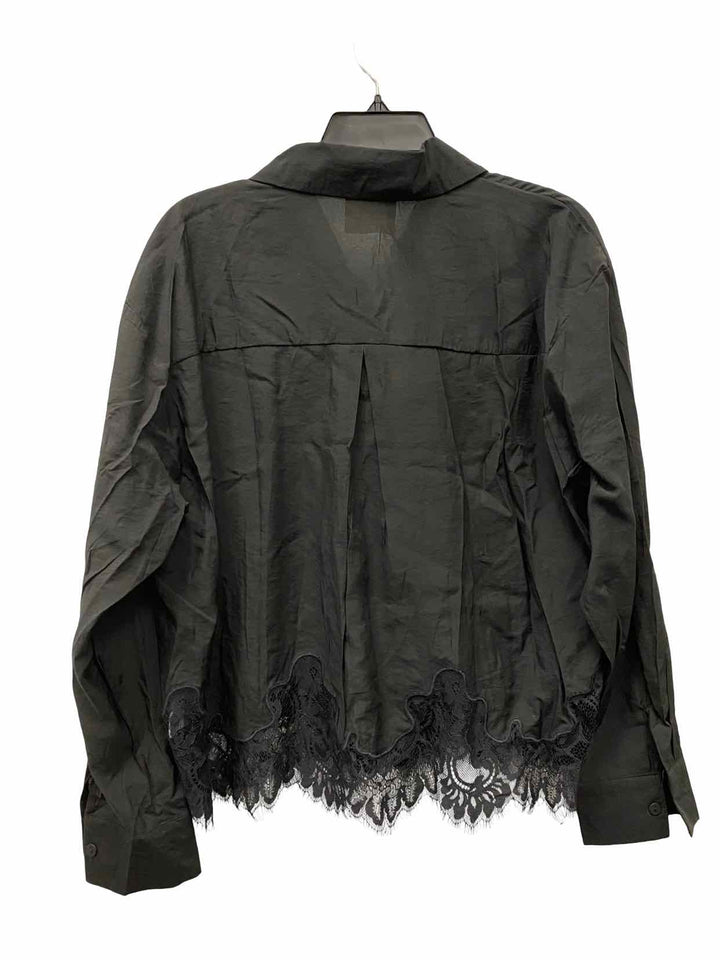 Easy Clothes Size S/M Black lace trim Long Sleeve Shirts