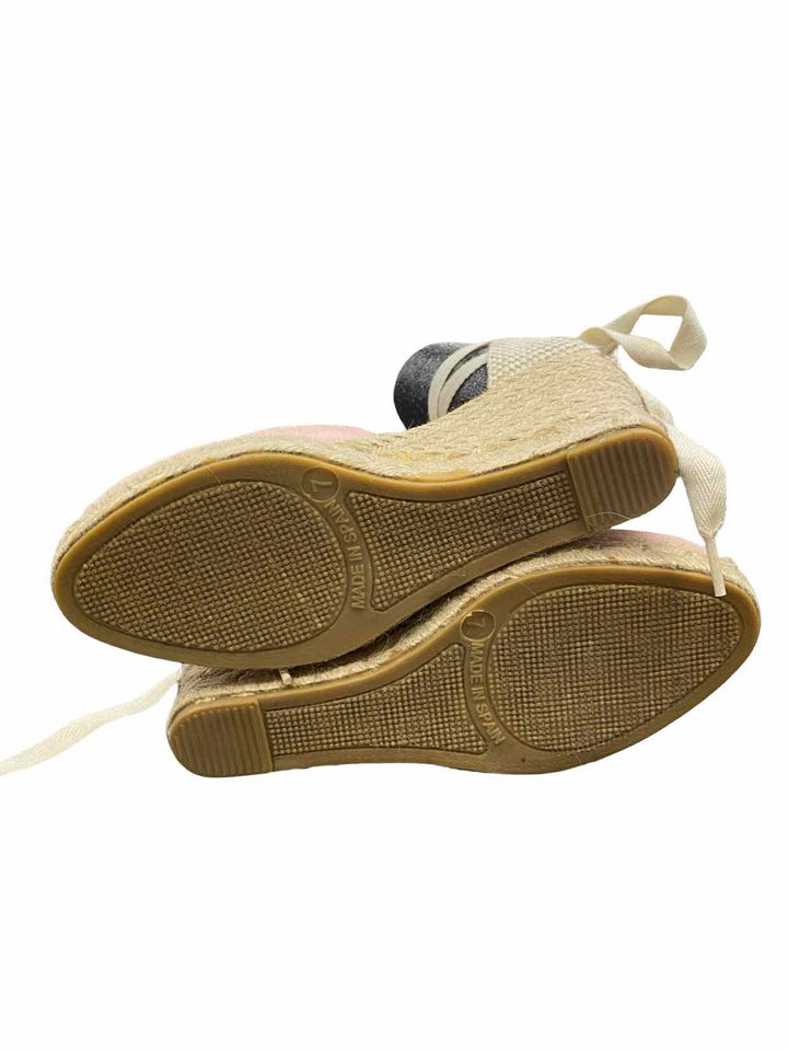 Espadrille Shoe Size 7 Beige Pink Wedge Heels