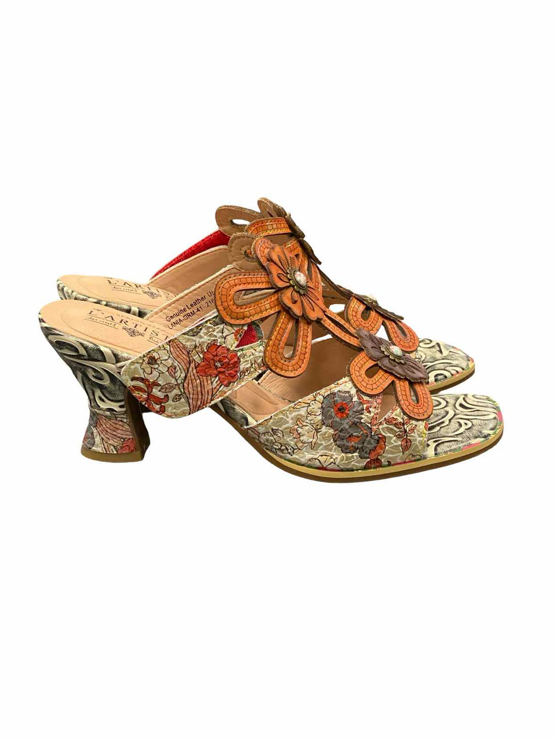 L'Artiste Shoe Size 41 Orange Leather ALANIA NWOT Heels