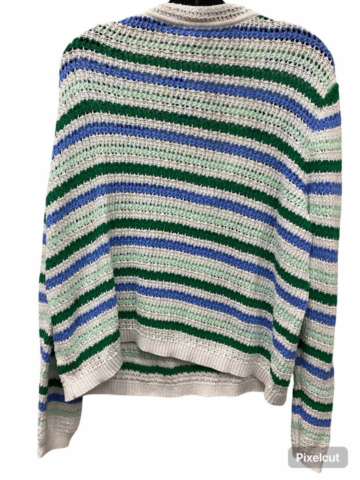 Cabi Size XL White Striped Sweater