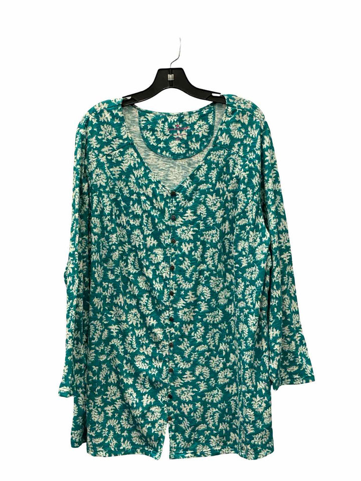 Woman Within Size 2X Teal Long Sleeve Shirts