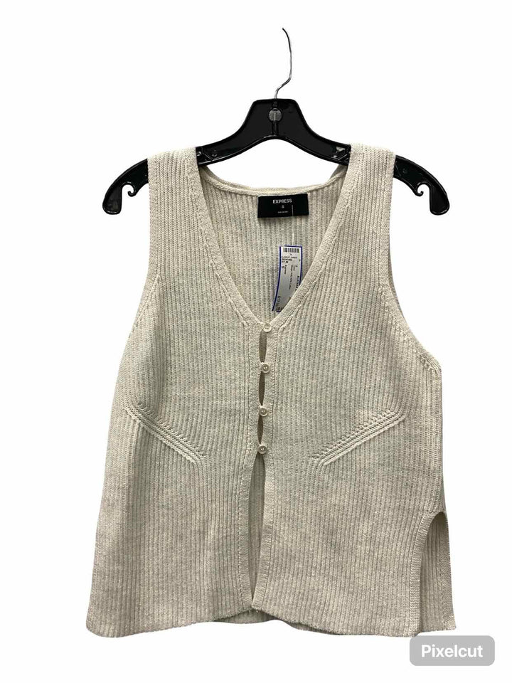 Express Size S Beige Knit 60% Cotton Vest
