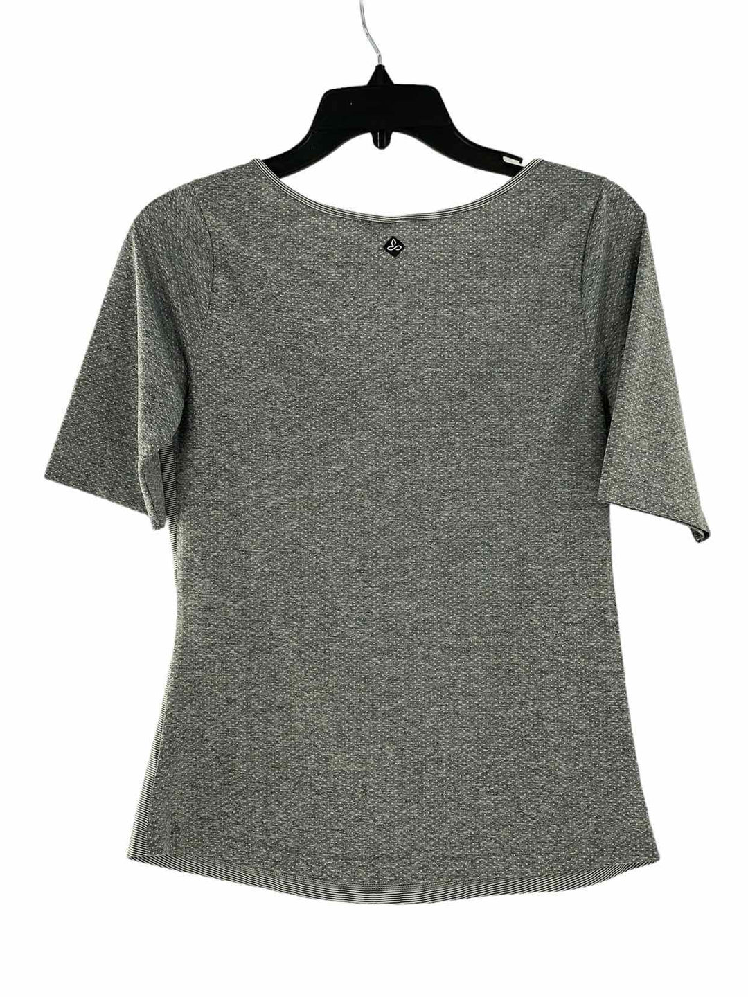 PrAna Size S Grey White Striped Athletic Short Sleeve