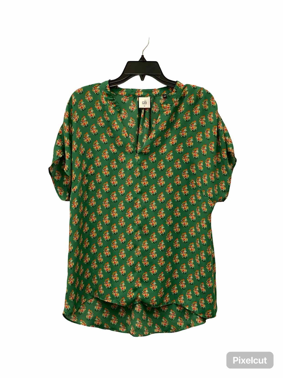 Cabi Size M Green Orange Floral Short Sleeve Shirts
