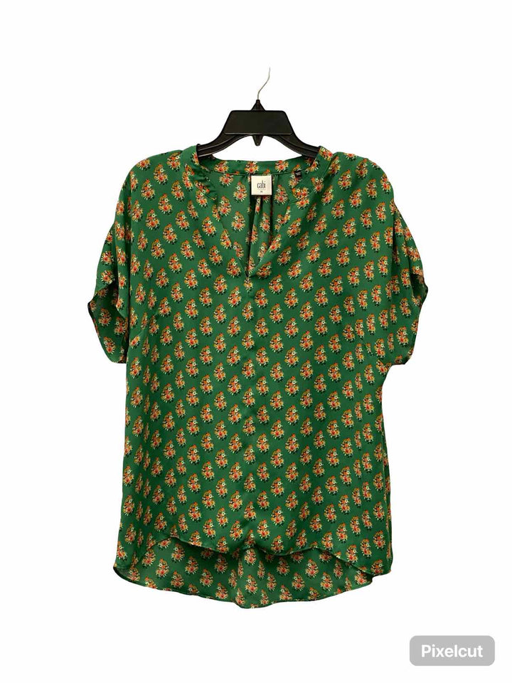 Cabi Size M Green Orange Floral Short Sleeve Shirts