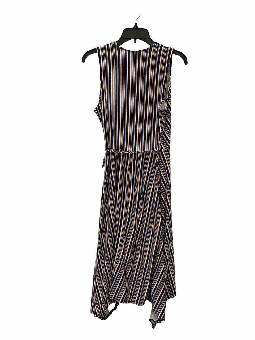 Cecico Size L Brown Blue Striped Dress