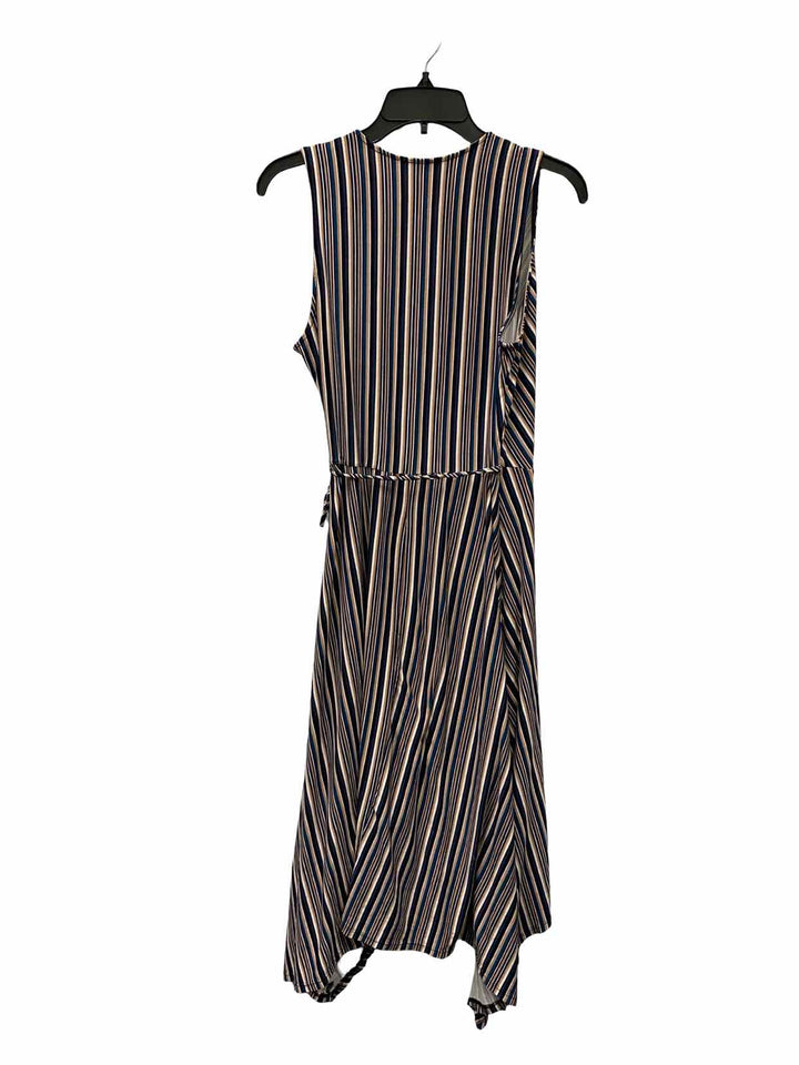 Cecico Size L Brown Blue Striped Dress