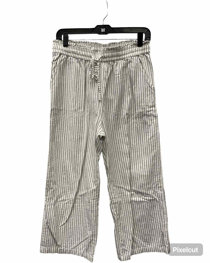 Unknown Brand Size M White Gray Stripe 50% Cotton 50% Linen Pants