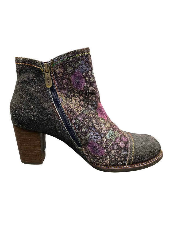 L'Artiste Shoe Size 40 Grey Floral Leather Melvina Boots(Ankle)