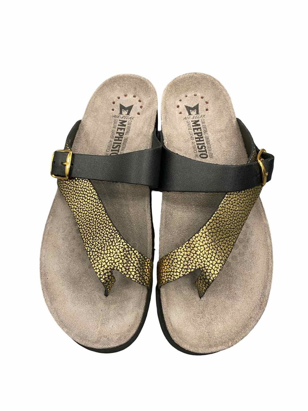 Mephisto Shoe Size 40 Black Gold Leather NWOT Helen Mix Sandals