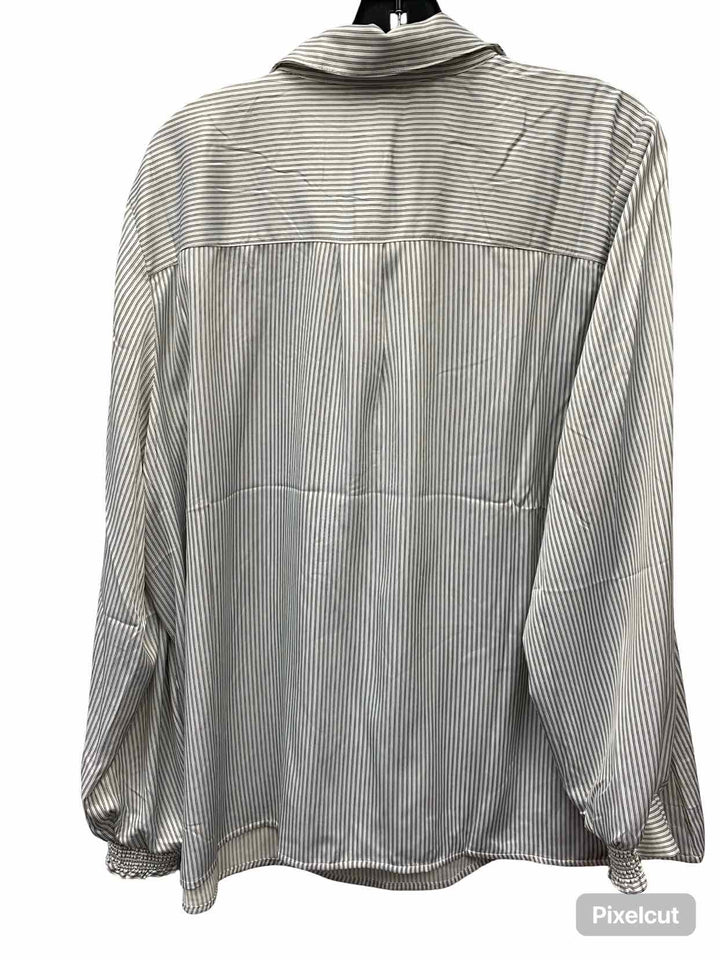 Cabi Size XXL White Black Striped Long Sleeve Shirts