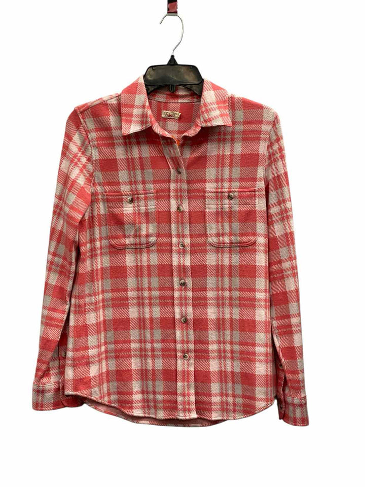 Faherty Brand Size S Pink White Plaid Long Sleeve Shirts