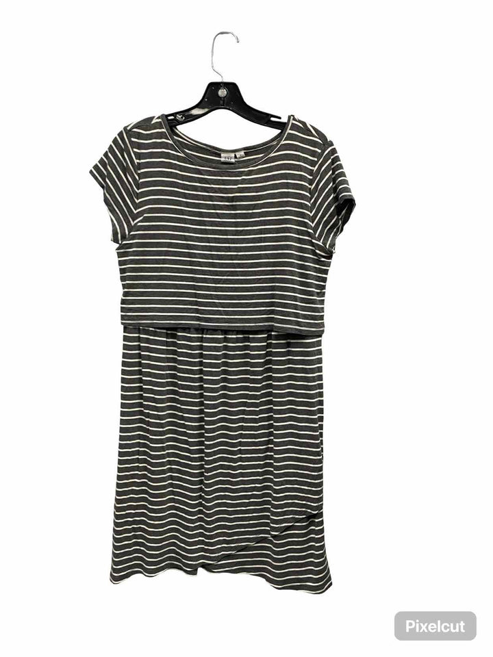 Gap Size M Grey White Striped Dress