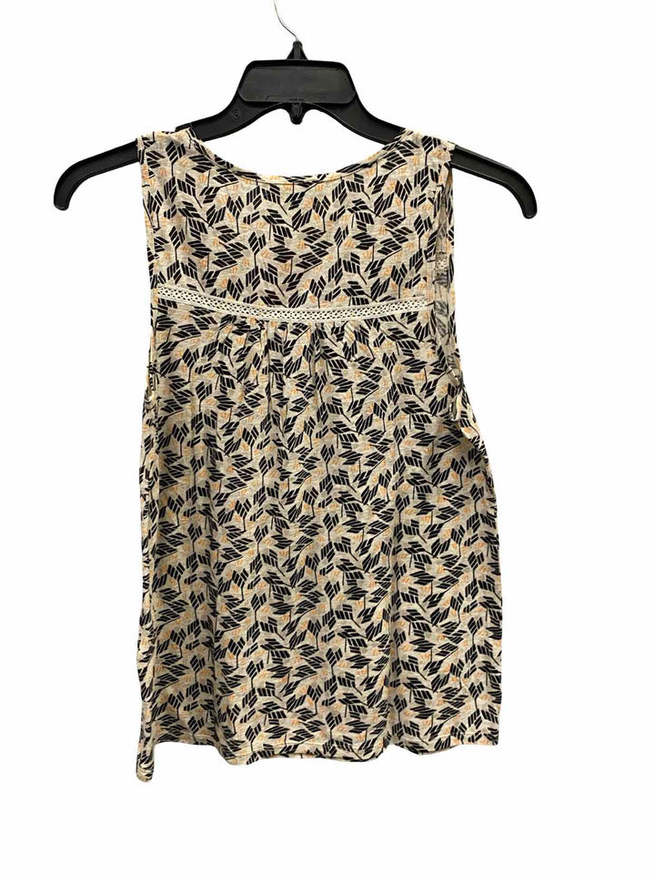 Lucky Brand Size S Cream Black Print Tank Top