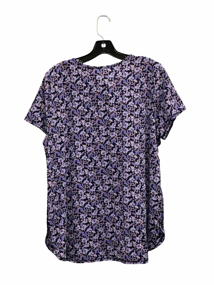 J Jill Size L Purple Floral Shirttail T-shirt