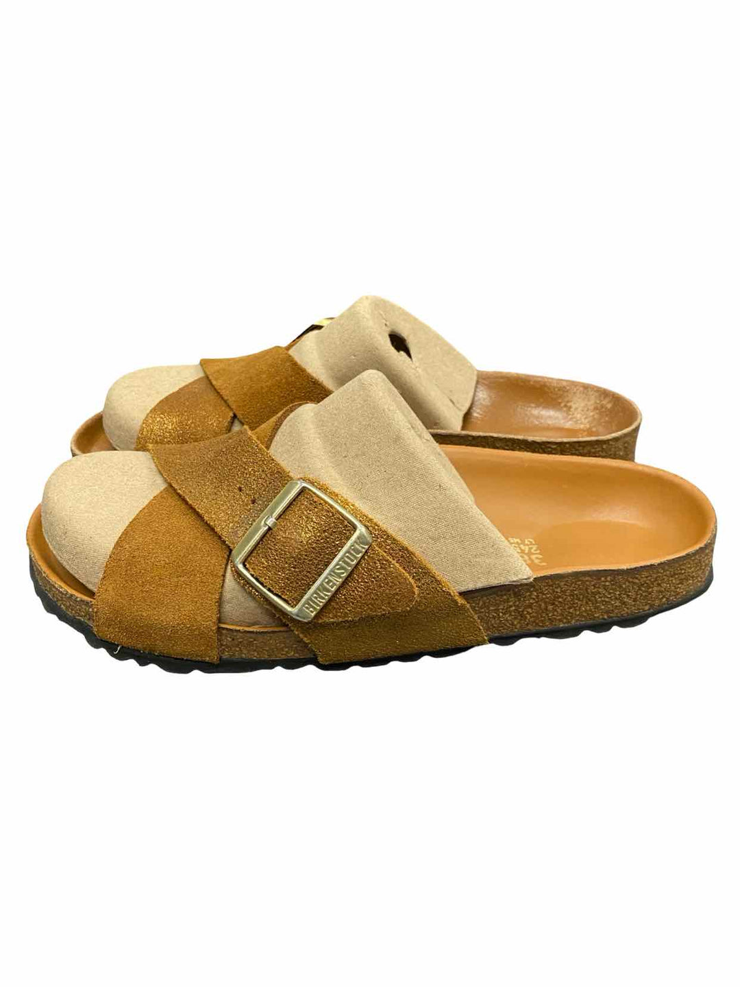 Birkenstock Shoe Size 38 Gold Brown Leather Siena Sandals