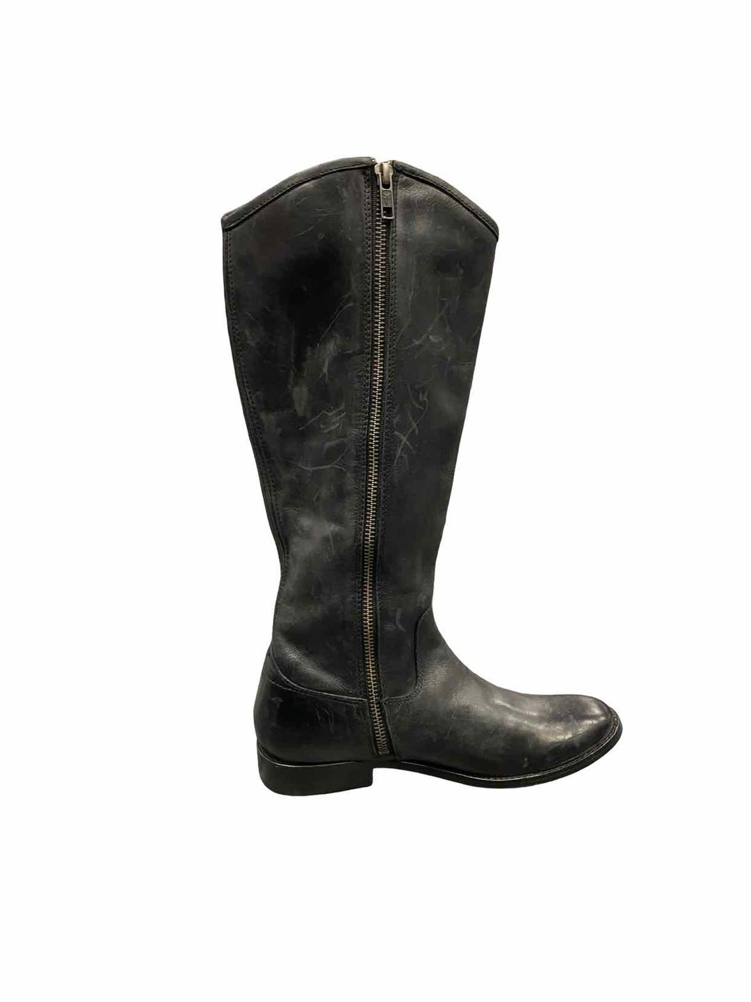 Frye Shoe Size 6 Black Leather Melissa Button Inside Zip Boots(knee)