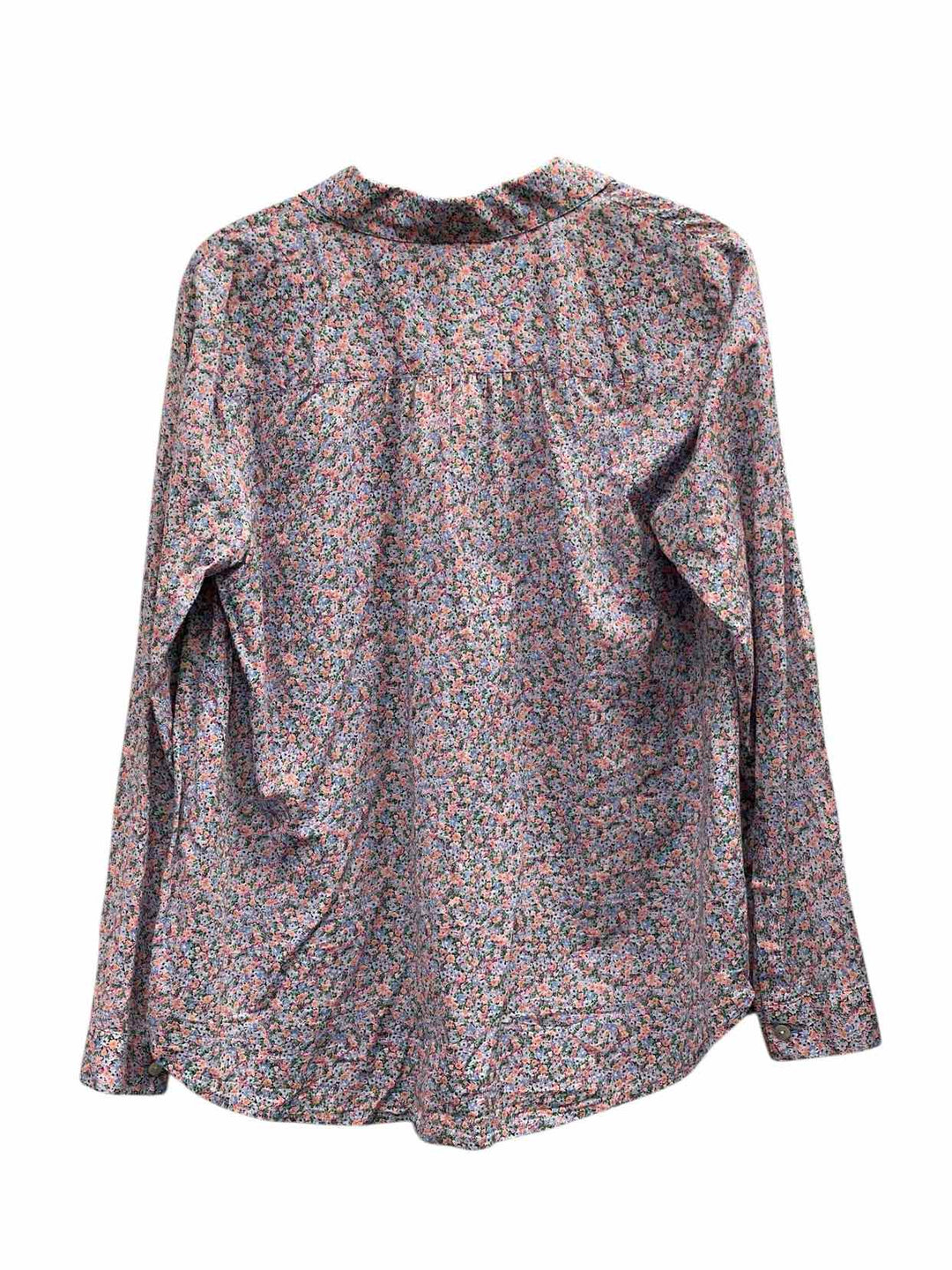 J Jill Size S Blue Multi Floral Long Sleeve Shirts