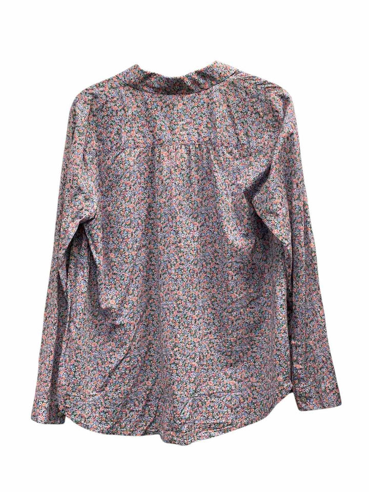 J Jill Size S Blue Multi Floral Long Sleeve Shirts