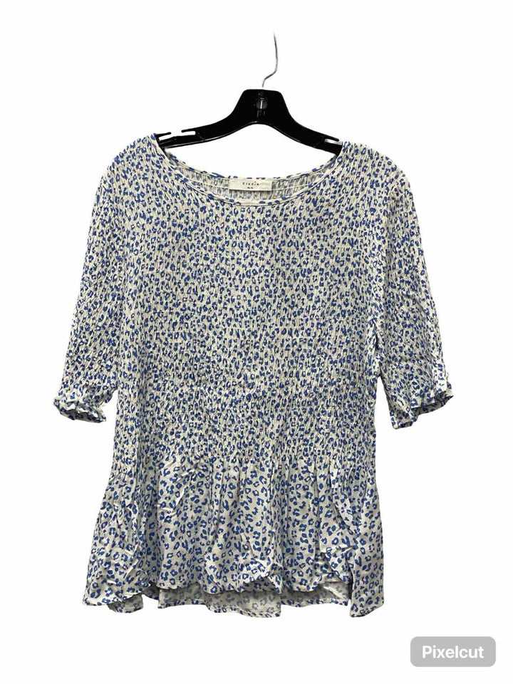 Elodie Size XL White Blue Lady Short Sleeve Shirts