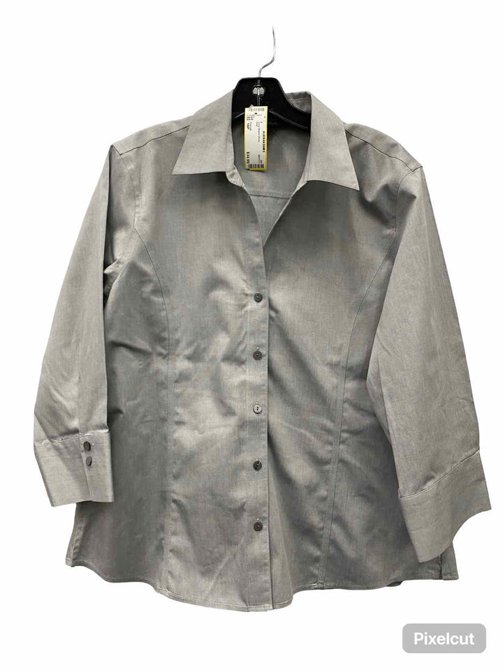 Foxcroft Size 16P Gray Long Sleeve Shirts