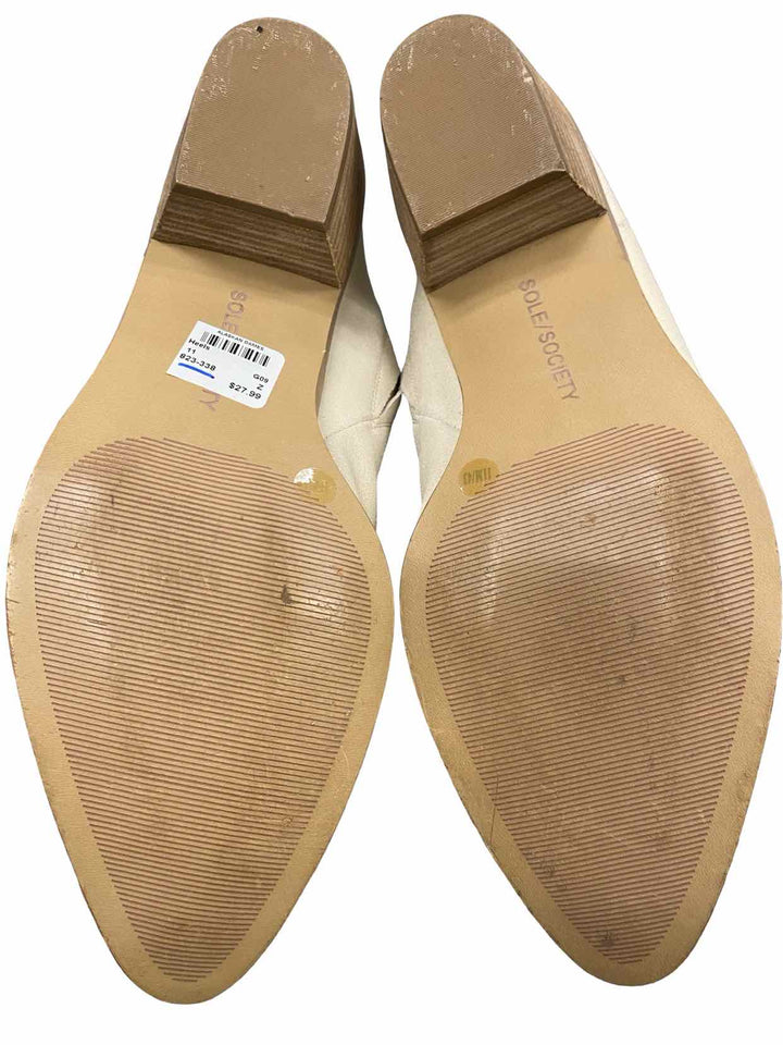 Sole Society Shoe Size 11 Cream Leather Mules Heels