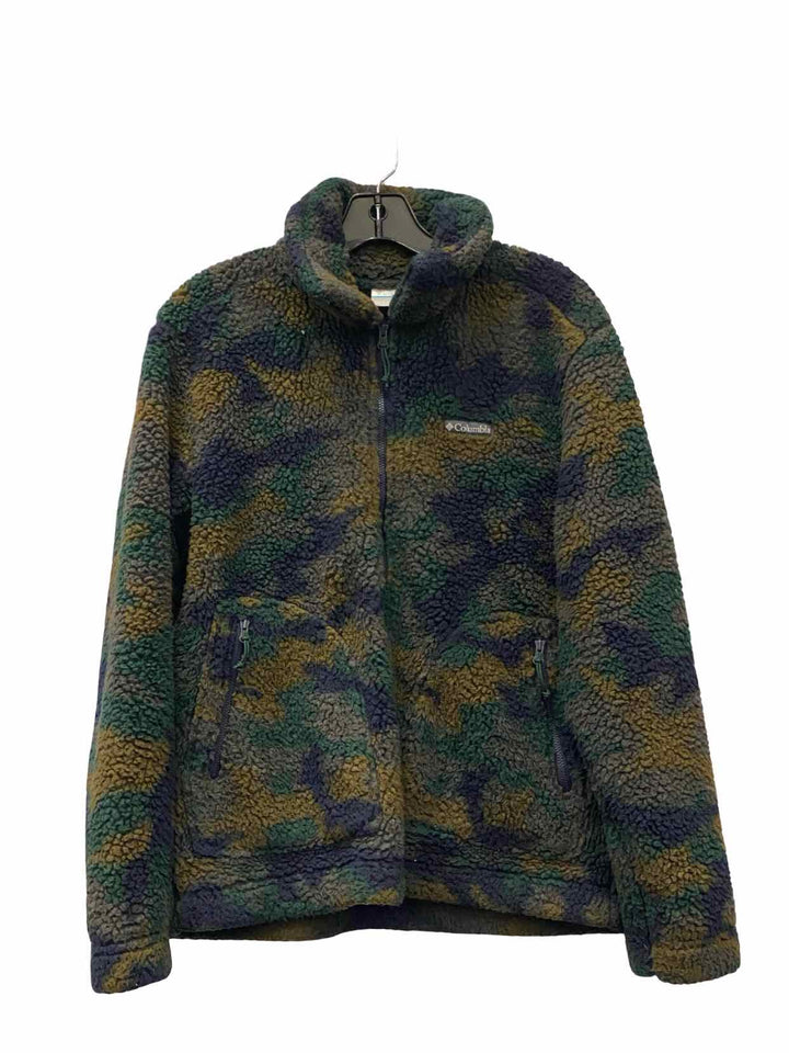 Columbia Size M Green Print Fleece Jacket (Outdoor)