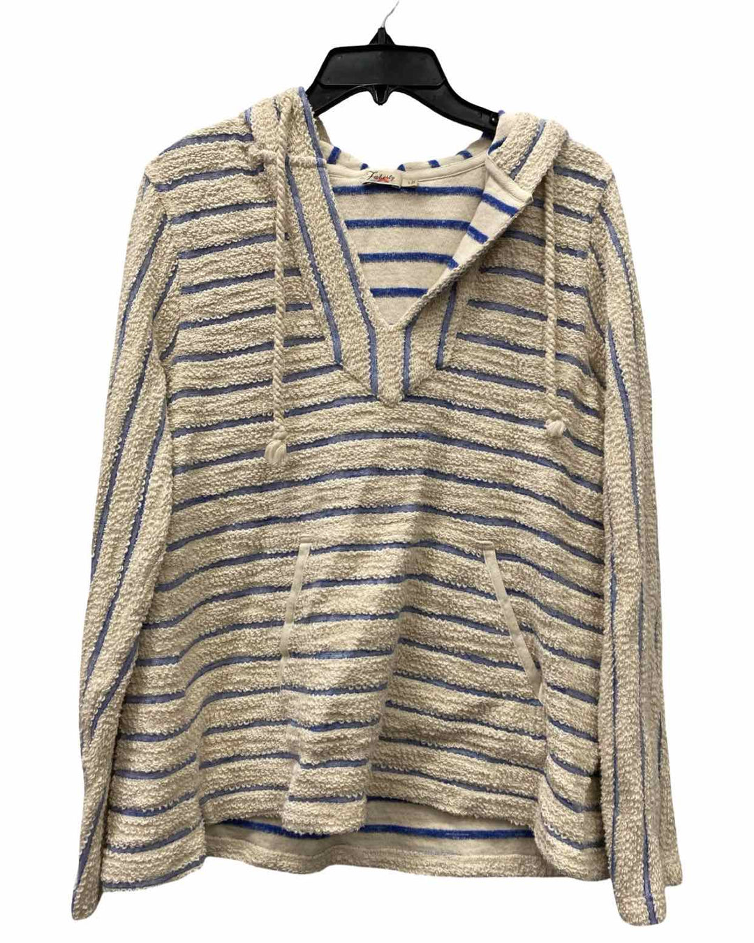 Faherty Brand Size L Tan Blue Stripe Hoodie Sweater