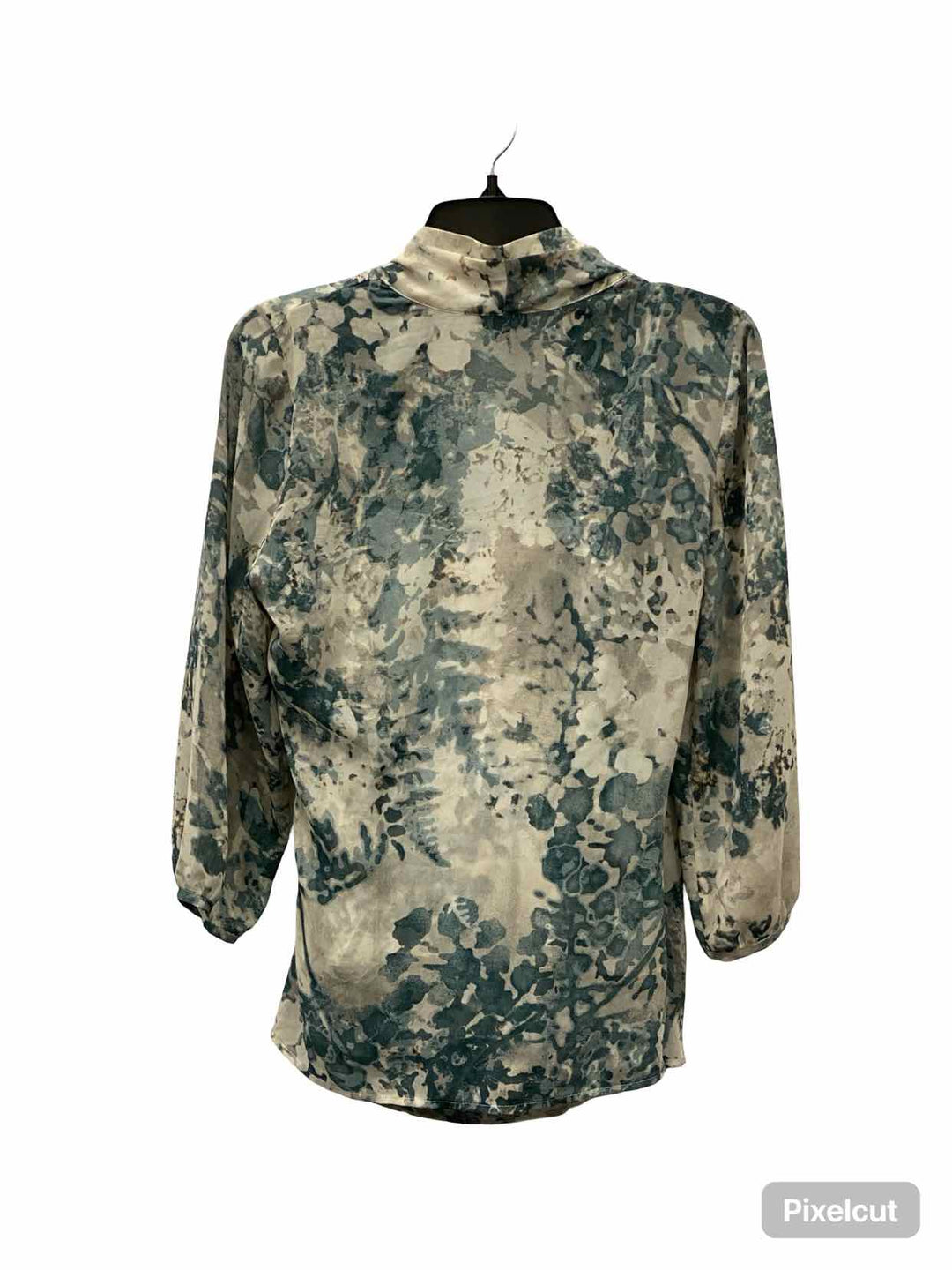 Talbots Size 8 Blue Grey Print Long Sleeve Shirts