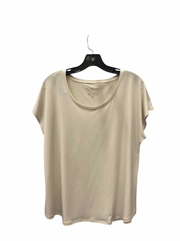 Chico's Size 2 Beige Short Sleeve Shirts