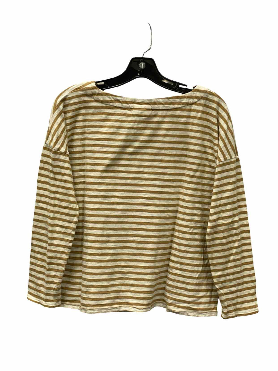 J Jill Size S Brown White Striped Long Sleeve Shirts