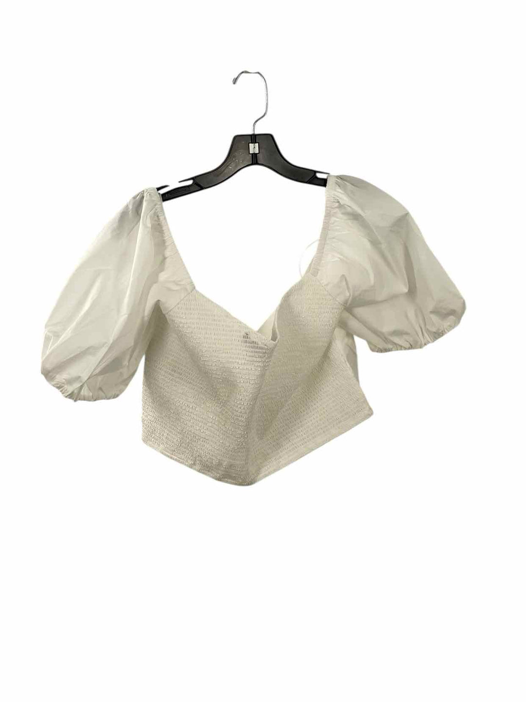 J Crew Size L White Off Shoulder cropped Short Sleeve Shirts