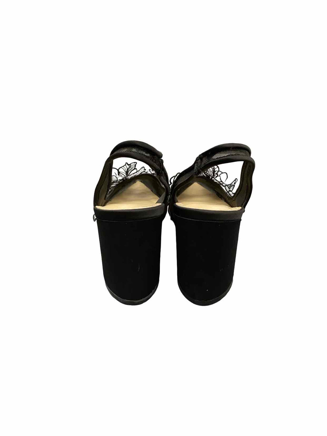 Betsey Johnson Shoe Size 8.5 Black Petra Flower Ornament Slingback Heels