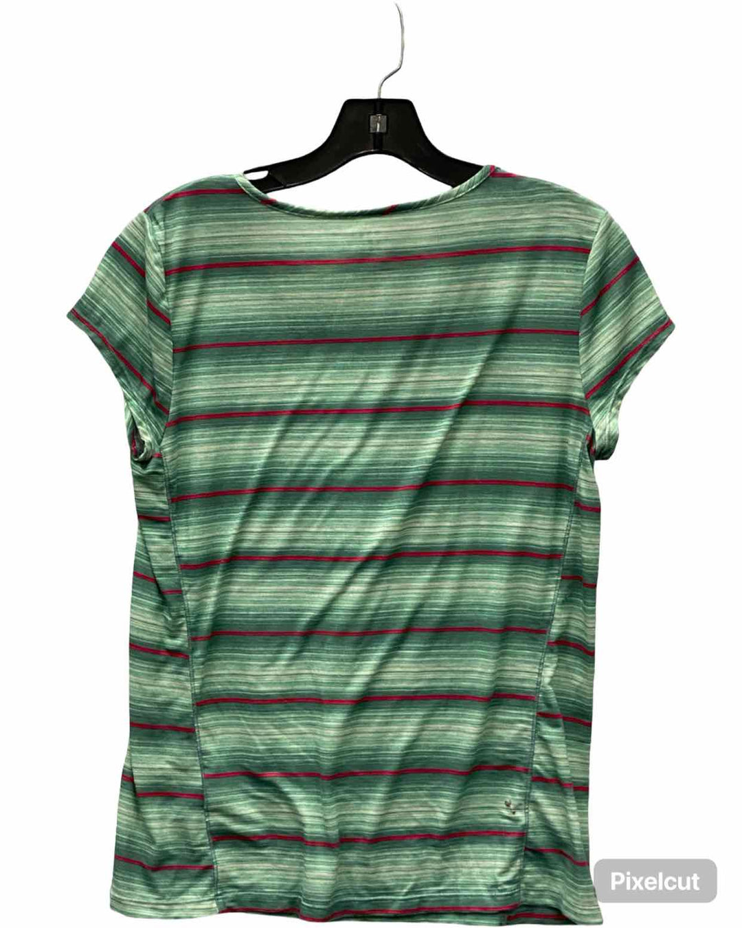 Title Nine Size M Green Pink Striped T-shirt