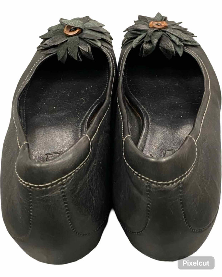 Ecco Shoe Size 40 Black Leather Mary Comfort Cushioned Flats