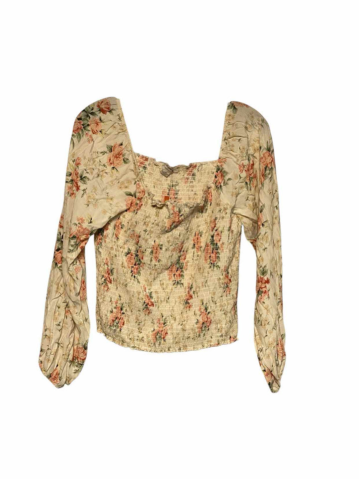 American Eagle Size L White Pink Long Sleeve Shirts