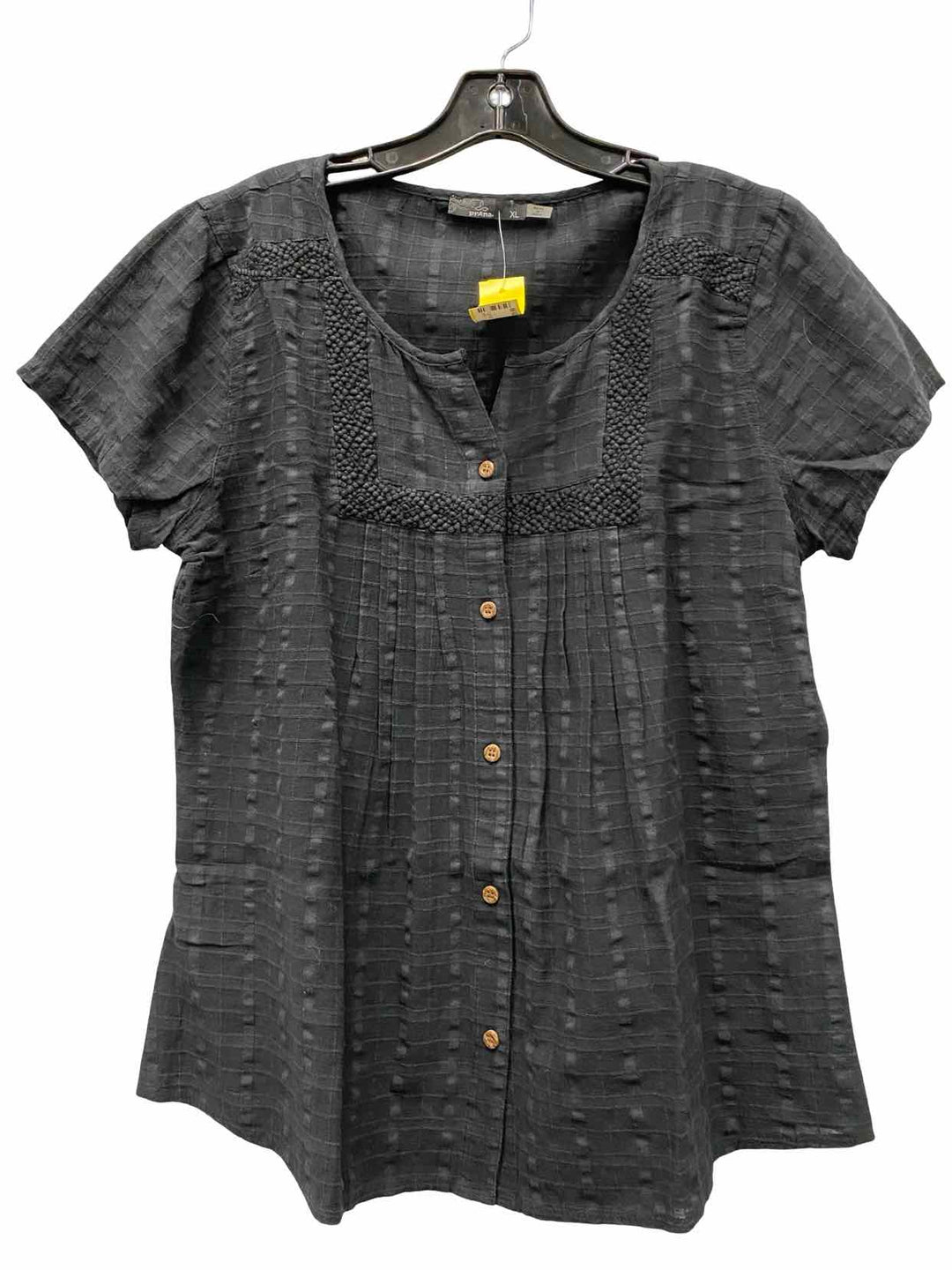 PrAna Size XL Black 100% cotton Short Sleeve Shirts