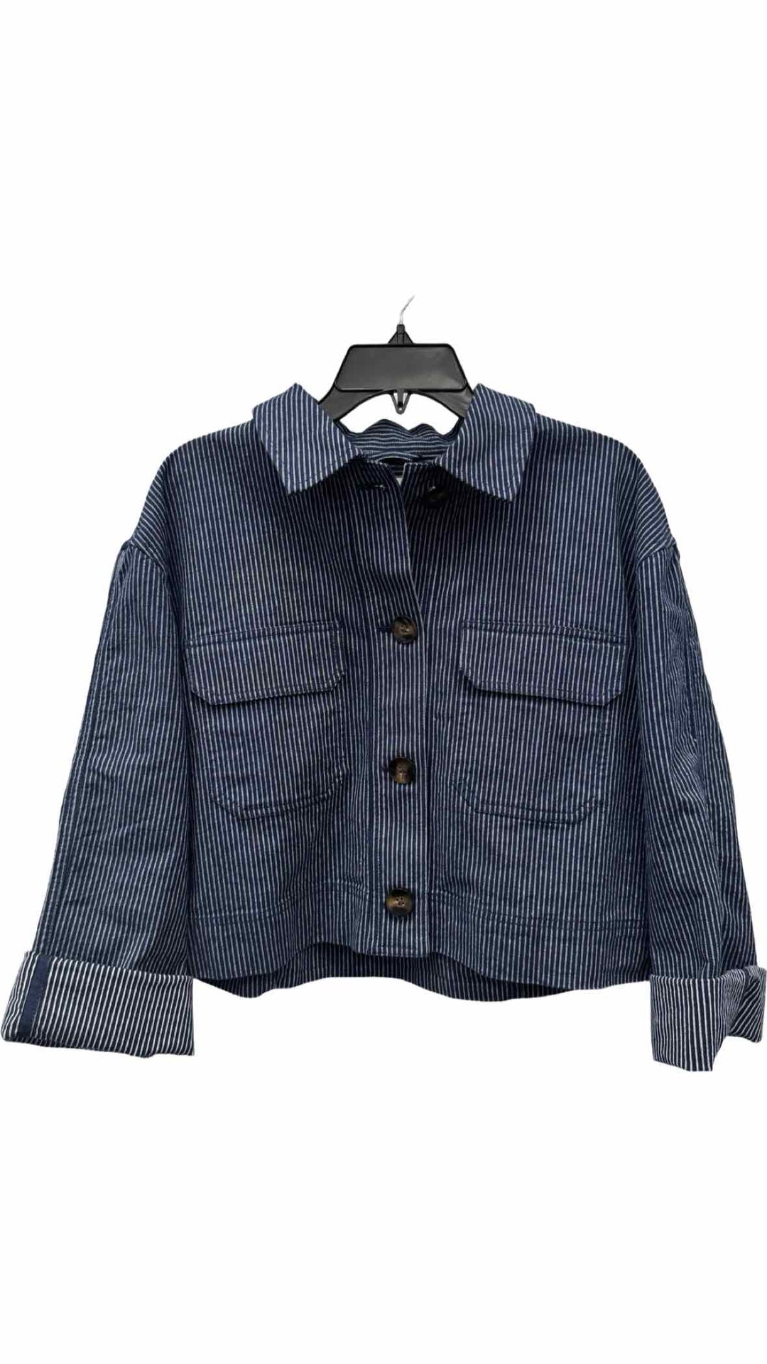 Loft Size M Blue White Striped Jacket