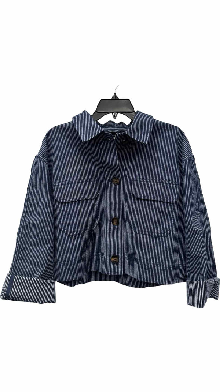 Loft Size M Blue White Striped Jacket