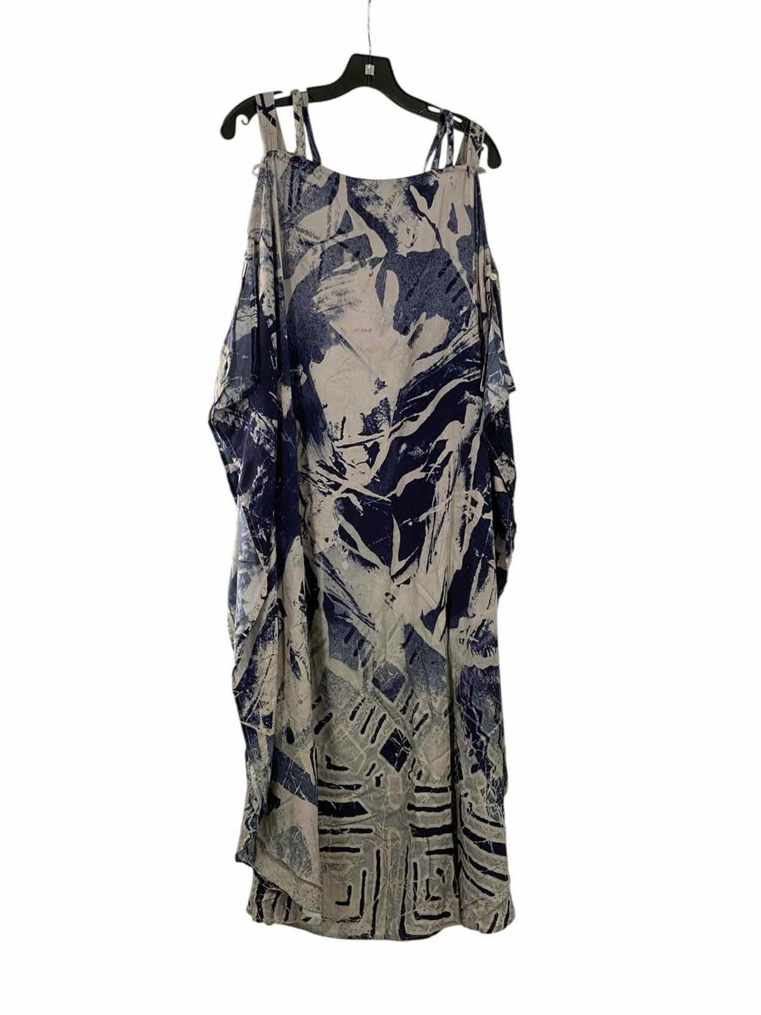 Soft Surroundings Size L Blue Grey Print Dress