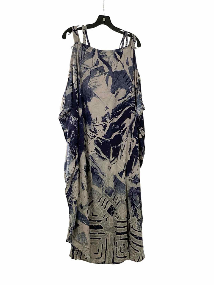 Soft Surroundings Size L Blue Grey Print Dress