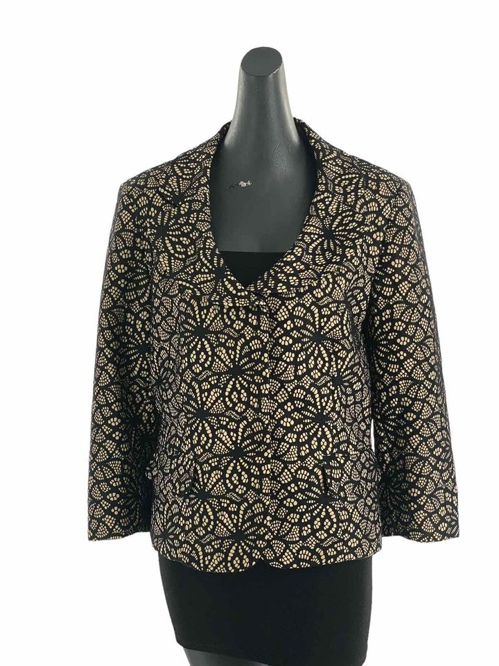 Kasper Size 14 Black Beige Print Jacket