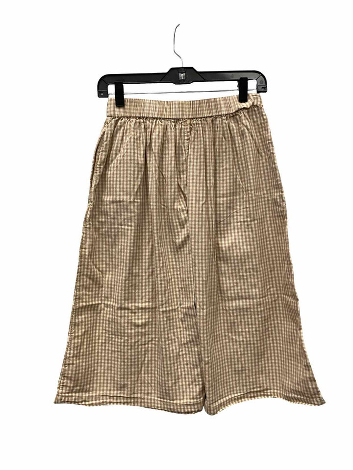 Oak + Fort Size S Beige Plaid Skirt