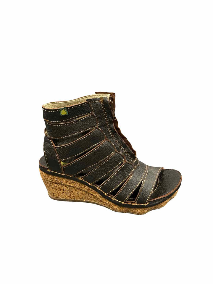 El Naturalista Shoe Size 36 Black Leather Wedge Heels