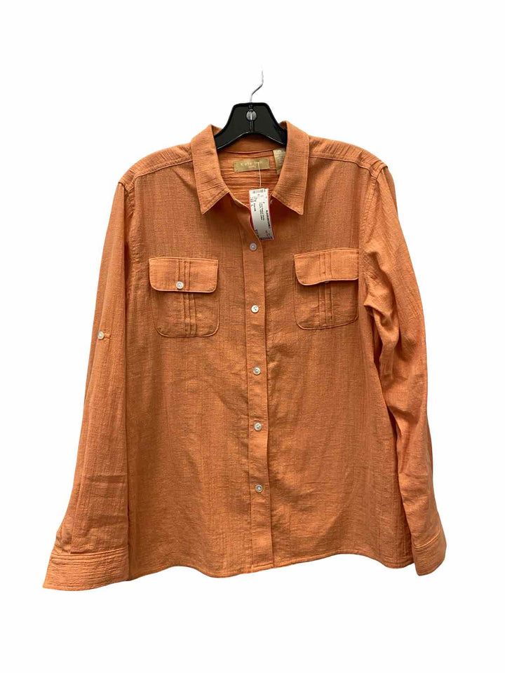 Kate Hill Size L Peach 100% cotton Long Sleeve Shirts