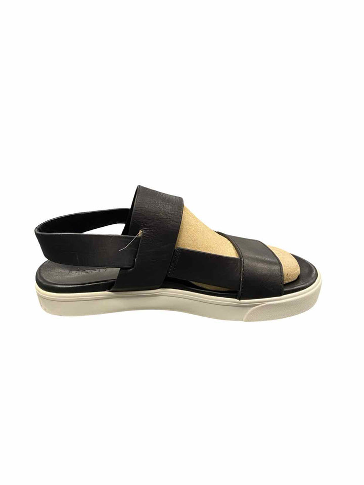 DKNY Shoe Size 6.5 Black Leather Penzi Slingback Sandals