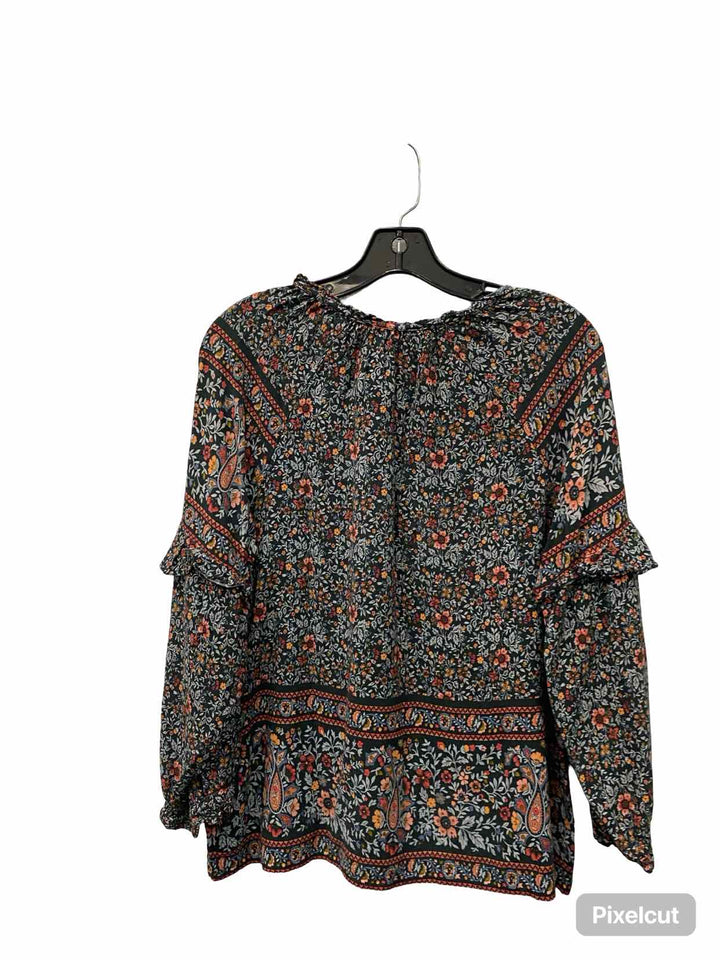 American Eagle Size L Green Print Long Sleeve Shirts