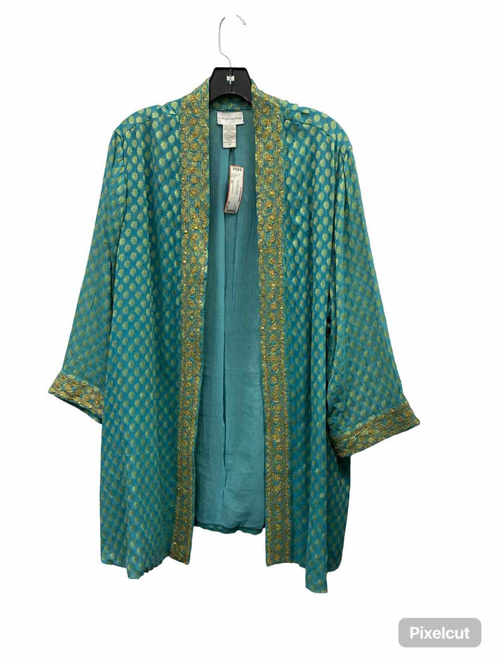 Soft Surroundings Size 2X Teal Gold Long Sleeve Shirts