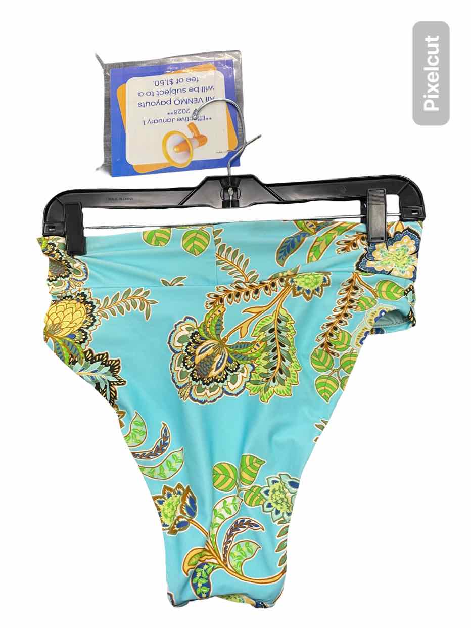 Aerie Size M Turquoise Green Floral Swimsuit Bottom