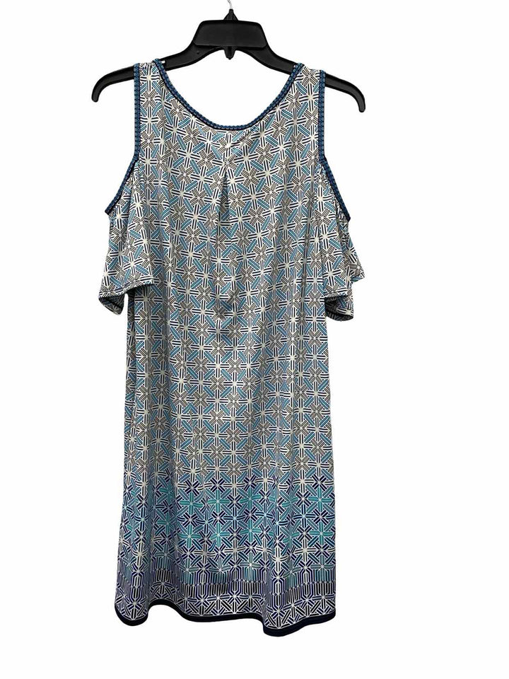 Max Studio Size M White Blue Dress
